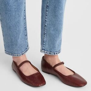 New! Madewell The Greta Ballet Flat in Leather Stained Rosewood Snakeskin 7